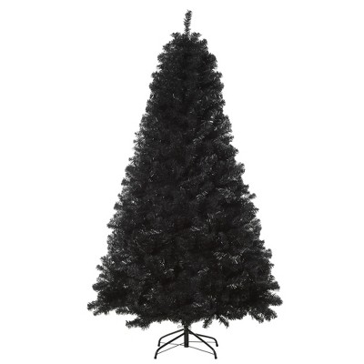 HOMCOM Artificial Christmas Tree Unlit Douglas Fir with Realistic Branches and Tips, Black Halloween Style