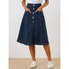 INSPIRE CHIC Womens' Stretchy High Waist Buttons Front Flowy Midi A-Line Skirts with Pocket - 2 of 4