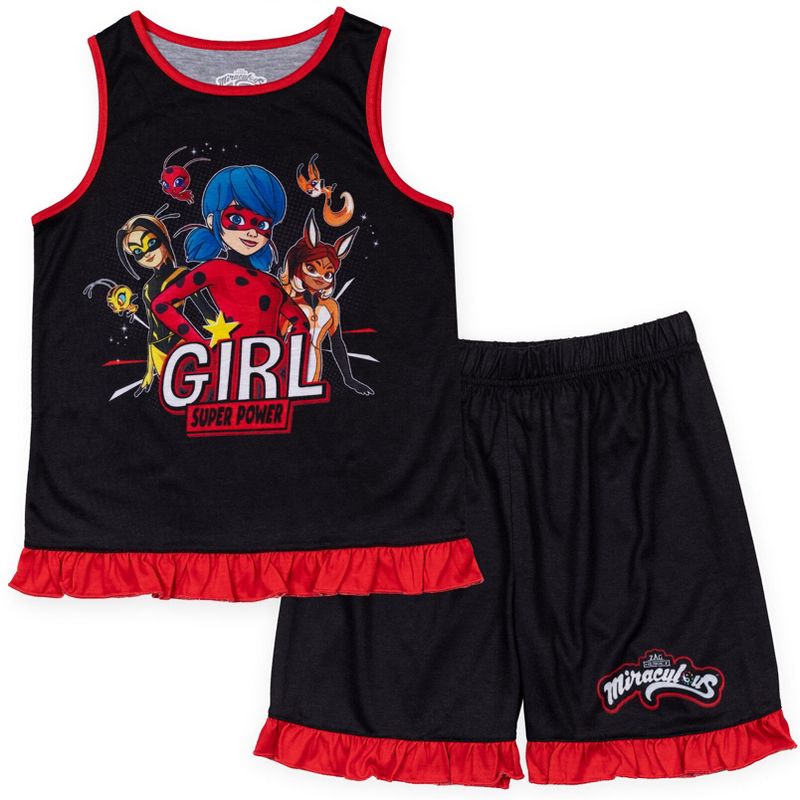 Miraculous Rena Rouge Ladybug Girls Pullover Pajama Shirt and Shorts Little Kid to Big Kid, 1 of 9