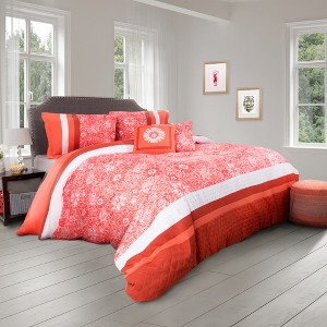 5pc King Whimsical Floral Quilt Set - Yorkshire Home, Red
