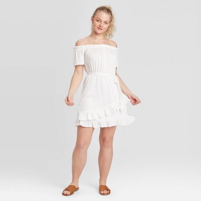 white short ruffle dress