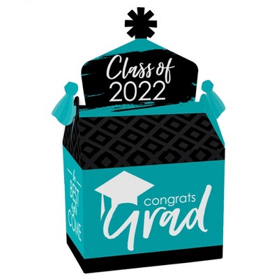 Big Dot of Happiness Teal Grad - Best is Yet to Come - Treat Box Party Favors - 2022 Turquoise Graduation Party Goodie Gable Boxes - Set of 12