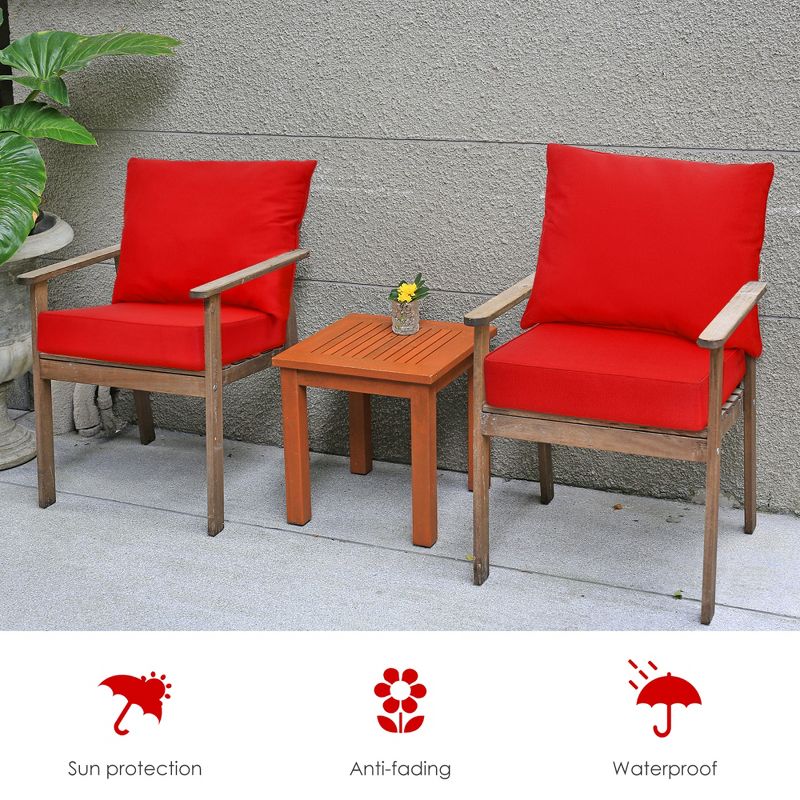 Costway 2PCS Deep Seat Chair Cushion Pads Set Indoor Outdoor W/ Rope Belts, 5 of 11
