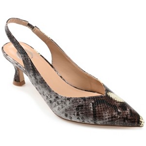 Journee Collection Womens Medium and Wide Width Mikoa Kitten Heel Sling Back Pointed Toe Pumps - 1 of 4