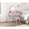 NicBex 31.5" Makeup Vanity Desk with Mirror and Stool,Retro Makeup Table with Storage Drawers for Bedroom,Pink - 2 of 4