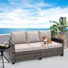 FIONECA 3-Piece Patio Furniture Set ¨C PE Wicker Barrel-Style Sofa Set with Beige Cushions - 4 of 4