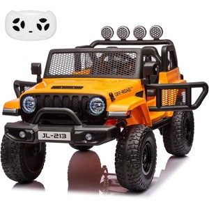 24V 2-Seater Kids Ride On Truck, Electric Car w/Remote, 2WD/4WD Switch, Suspension, LED Lights, Music, Storage Trunk - 1 of 4