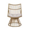 Outdoor Chair and Table Set with Beige Cushion, Light Brown Faux Rattan and Iron Frame for Balcony, Porch or Compact Garden Space-Cuddlewood - 3 of 4