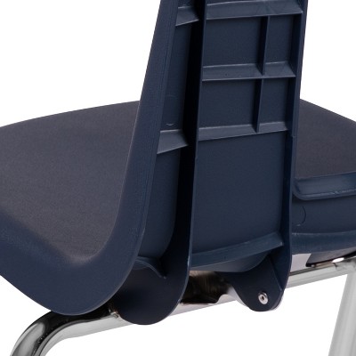 Ergonomic Navy 16" Stackable Classroom Chair with Chrome Frame