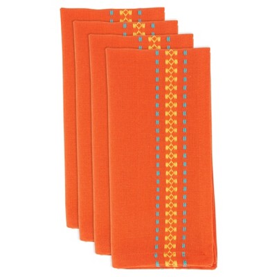 Tomato Cotton Dobby Border Table Napkins, Set of 4