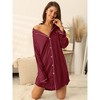 cheibear Women's Satin Button Down Long Sleeve Silky Boyfriend Nightshirt - 2 of 4