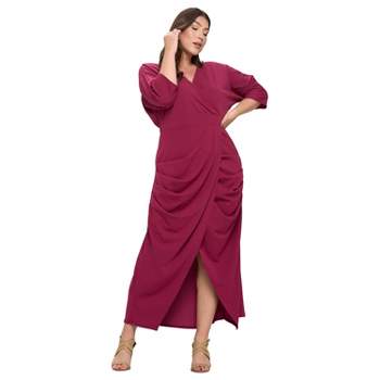 L I V D Women's Dolman Wrap Maxi Dress Spandex