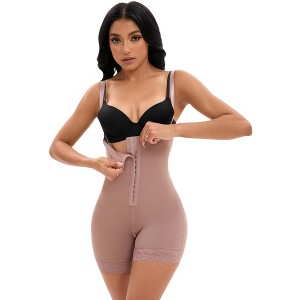 INSPIRE CHIC Women's Cami Convertible Straps Tummy Control Front Hook Closure Butt Lifter Thigh Slimmers Body Shapers - 1 of 4