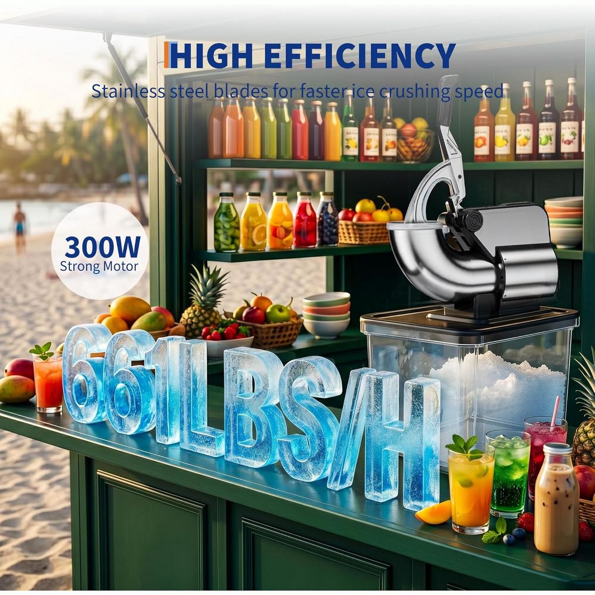 Garvee Snow Cone Machine, 1450RPM High Efficiency Ice Shaver, Heavy-Duty Blades, Multi-Purpose for Indoor Commercial & Home Use - thumbnail 5