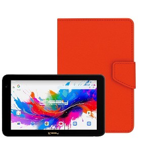 LINSAY 7" Tablet 128GB Storage Bundle with Red Leather Case Android 15 - 1 of 3