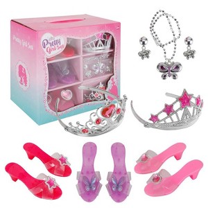 Topteng Princess Dress Up Heels, Jewelry and Tiaras, Toys for Little Girls Kids - 1 of 4