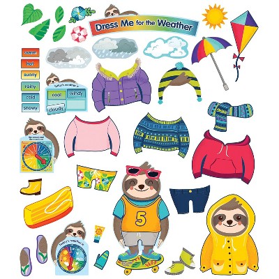 Carson-Dellosa Carson Dellosa One World Sloth Dress Me for the Weather Bulletin Board Set 54 Pieces
