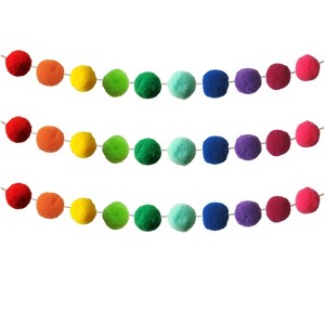 Carson Dellosa Education Rainbow Pom-Pom Garland, 2 Per Pack, 3 Packs - 1 of 3