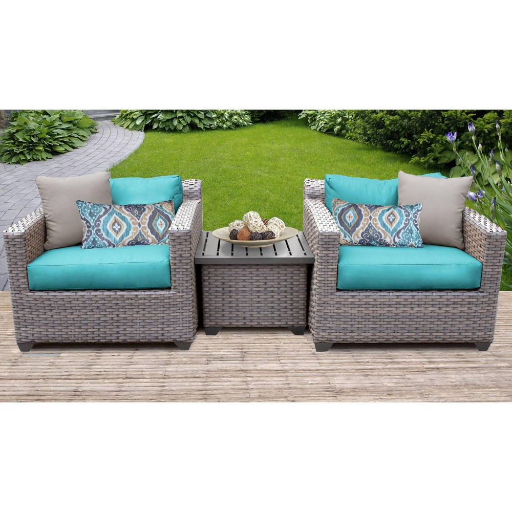 Florence 3pc Outdoor Seating Group with Cushions – Aruba – TK Classics  – Patio and Outdoor​