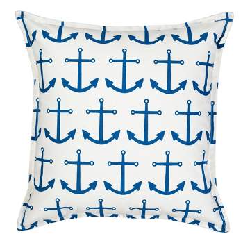 Kensington Garden 20"x20" Oversize Anchor Repeat Cotton Canvas Square Throw Pillow Blue