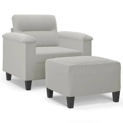 vidaXL Sofa Chair With Footstool Light Grey