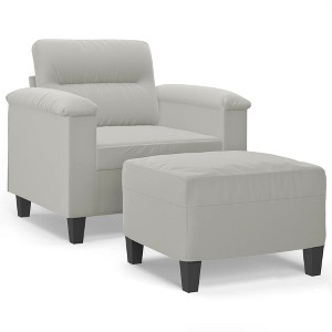 vidaXL Sofa Chair With Footstool Light Grey - 1 of 4