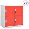 vidaXL Locker Cabinet Set of 2 Light grey and red Steel Medium - 2 of 4