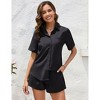 Clearlove Women's 2 Piece Outfits Short Sleeve Button Down Shirts Top High Waist Shorts Set Tracksuit - 2 of 4