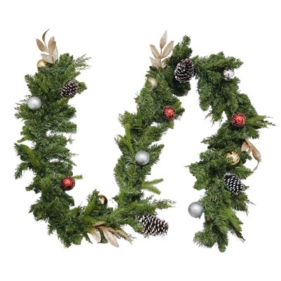 1 Pcs 9FT Christmas Norfolk Pine Garland, Realistic Cedar Garland Artificial Pine Cypress Vines,  for Holiday Xmas Indoor Mantle Decor