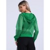 INSPIRE CHIC Women's Zip Up Long Sleeve Mesh Sheer Hoodie Bomber Jackets - 3 of 4