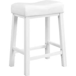 eHemco Heavy-Duty Padded Faux Leather Saddle Seat Metal Kitchen Bar Stools, 24.8 Inches - 1 of 4