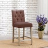 WestinTrends 24" Linen Fabric Tufted Counter Stool - 2 of 4