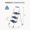 NAYSAYE Portable 3 Layer Step Ladder with Safety Buckle Wide Anti Slip Pedals and Stable Steel Frame, Gray, 21.06"*3"*46.65" - 2 of 4