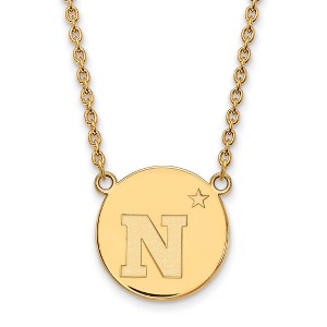 Black Bow Jewelry 14k Yellow Gold Plated Sterling Silver Navy Midshipmen NCAA Necklace 18 Inch - 1 of 4