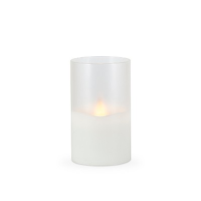 Everlasting Glow 3.5"D x 6"H  Hand poured Wax Candle in frosted glass with exclusive illumaflame  glow