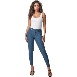 YMI Women's Hyper Stretch Mid-Rise 5 Pocket Slim Fit Skinny Jeans - 1 of 4