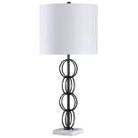 Metal Rings Stacked and Black Chrome Plated with White Marble Base Table Lamp - StyleCraft