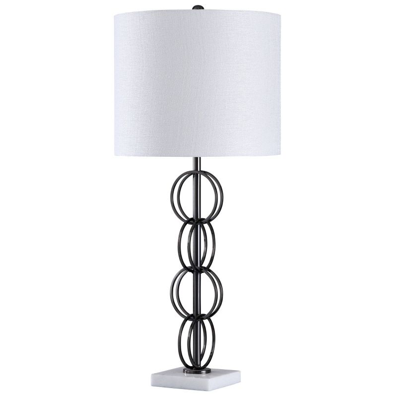 Metal Rings Stacked and Black Chrome Plated with White Marble Base Table Lamp - StyleCraft, 1 of 5