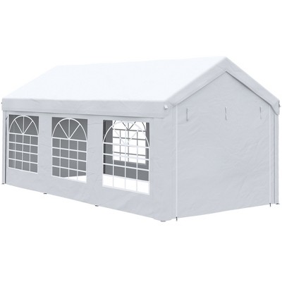 Outsunny 10ft x 20ft White Steel Frame Party Tent with Windows