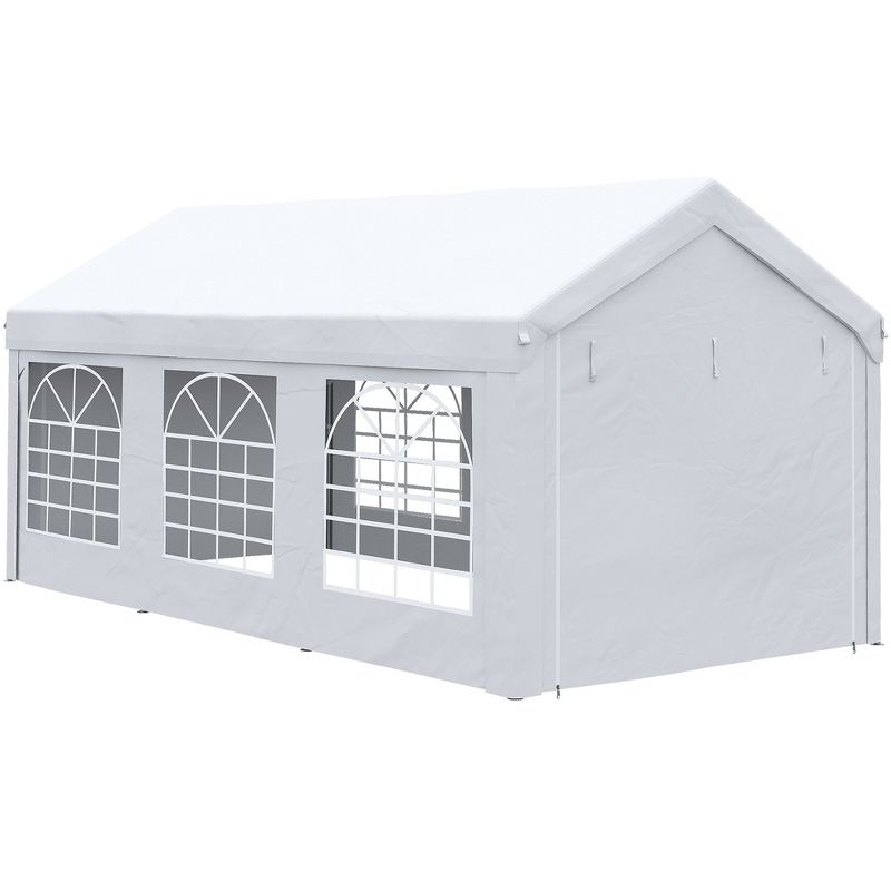Outsunny 10ft x 20ft Party Tent & Carport, Portable Garage Outdoor Canopy Tent with Removable Sidewalls and Windows, 5 of 8