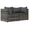vidaXL 3 Piece Patio Lounge Set with Cushions Gray Poly Rattan - 3 of 4