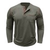 Attraco Men's Long Sleeve Henley Shirt Color Block Casual Pocketed T-Shirt Tops - 3 of 4