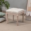 Ottoman Bench Vintage Footrest w/ Button Tufted Seat, Carved Wooden Legs - 2 of 4