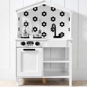 Best Choice Products Pretend Play Wooden Farmhouse Kitchen Set w/ Storage, Clicking Knobs, 5 Accessories - 1 of 4