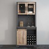 Tall Bar Cabinet with Wine Rack & Glass Holder Industrial Liquor Bar Cabinet with Open Storage Shelf & Sliding Barn Door Coffee Bar Sideboard for Home - 2 of 4
