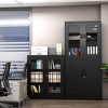 Mlezan 36" Storage Cabinet: Lockable Glass Door, 2 Adjustable Shelves. Steel Locker for Office, Home, or Pantry Storage and Organization. - 2 of 4