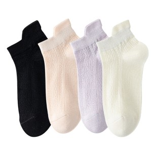 Anna-Kaci 4 Pairs Women Low-Cut Lace Knit Ankle Socks Soft Stretch Cotton Mesh Design Breathable Lightweight Everyday Wear - 1 of 4