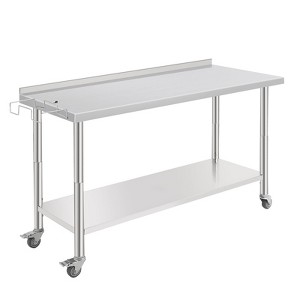 60X24x35 Inch Stainless Steel Work Table with Double Shelf, Heavy Duty Prep Station for Kitchen Restaurant or Garage Storage - 1 of 4