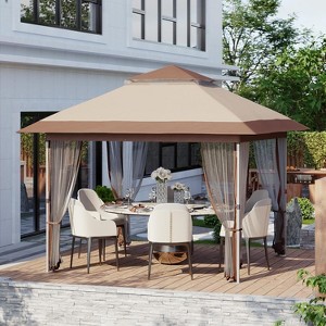 WhizMax Pop Up Outdoor Gazebo with Removable Curtains and Silver Coated Canopy - 1 of 4