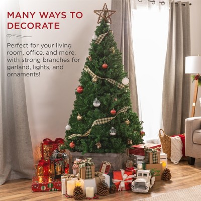 6-Foot Green Hinged Artificial Christmas Pine Tree with Metal Base